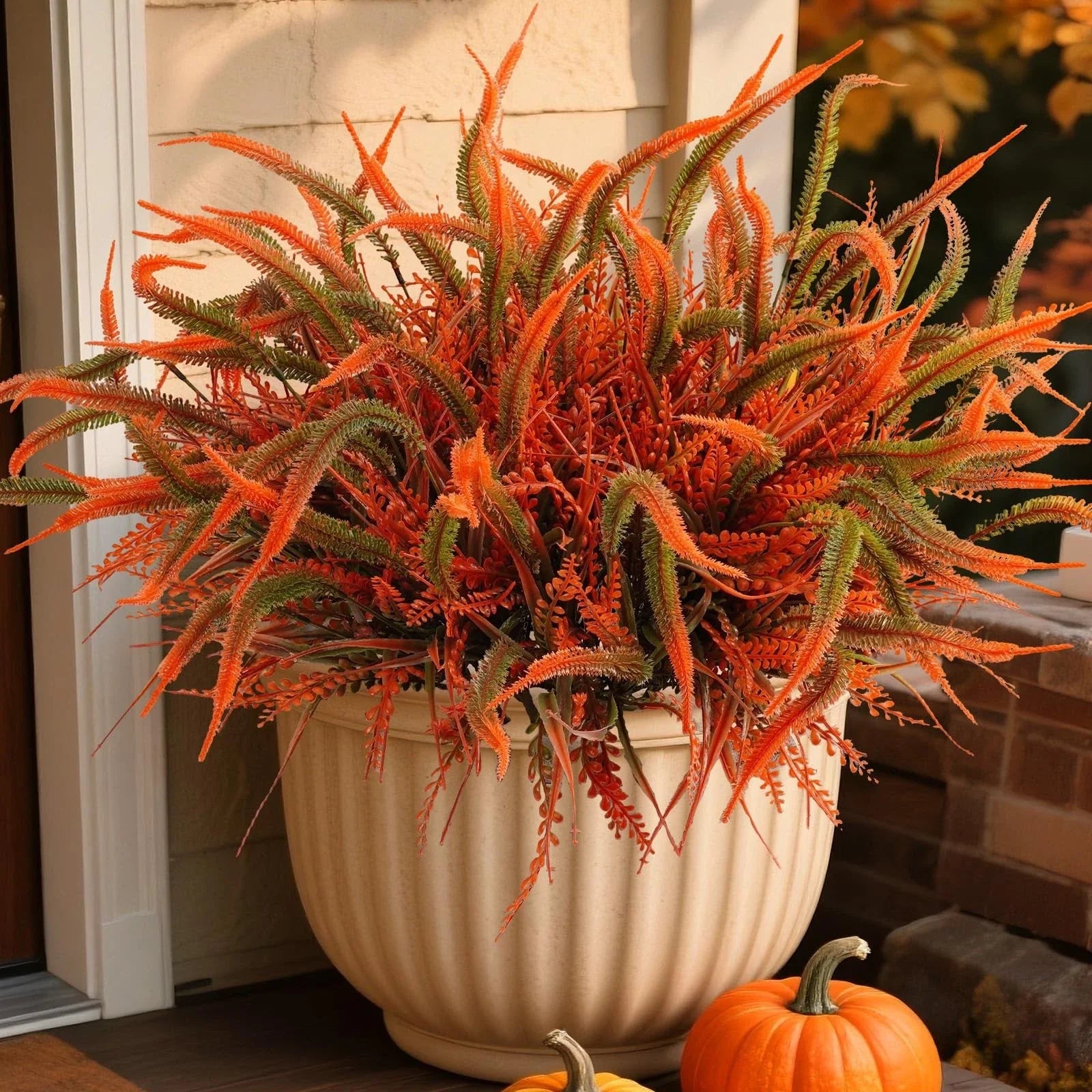 Artificial Mums Fall Flowers for Outdoors 10 Bundles Fake Mums Faux Plants fo...