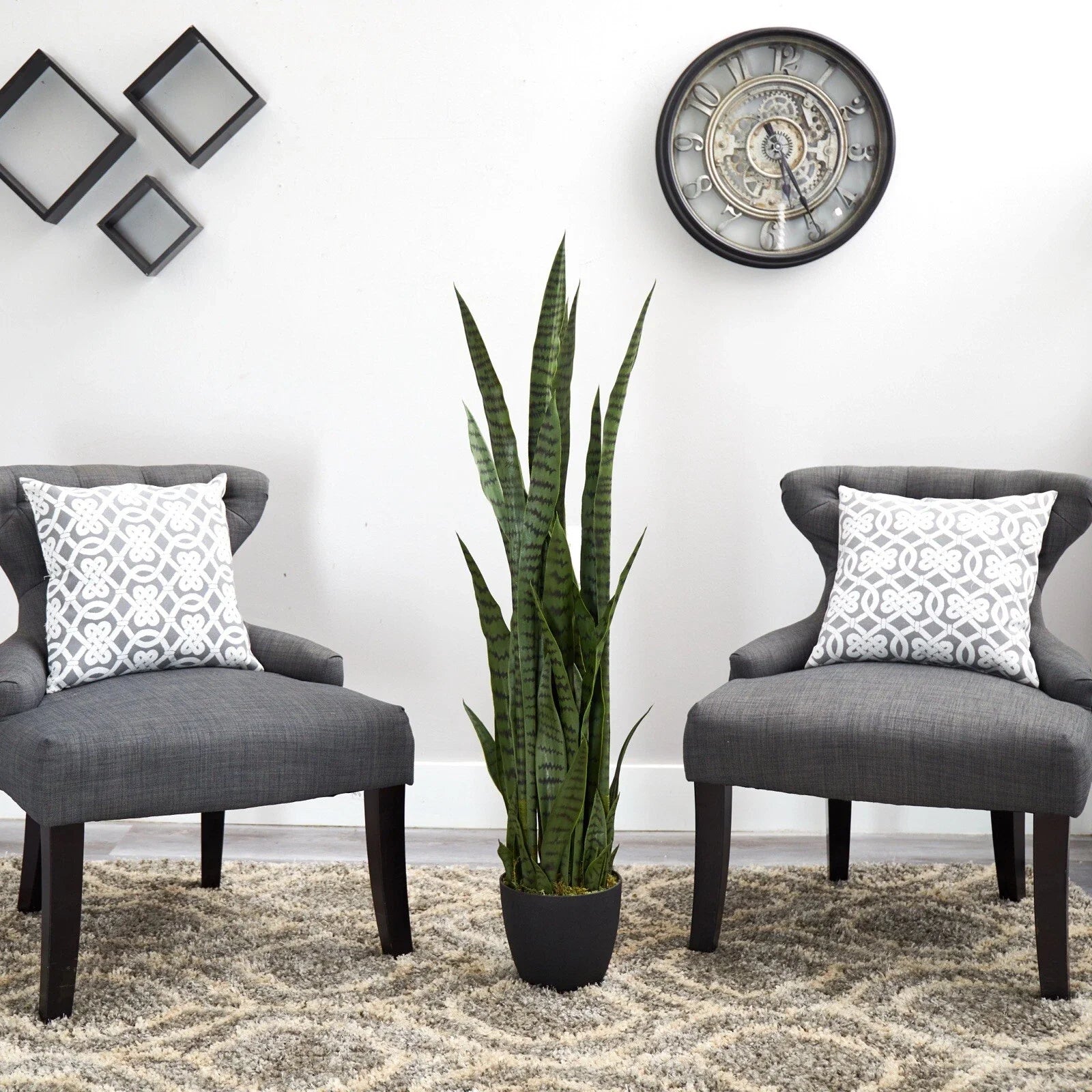 4’ Sansevieria Snake Artificial Plant w/35 Lvs Home Decor.