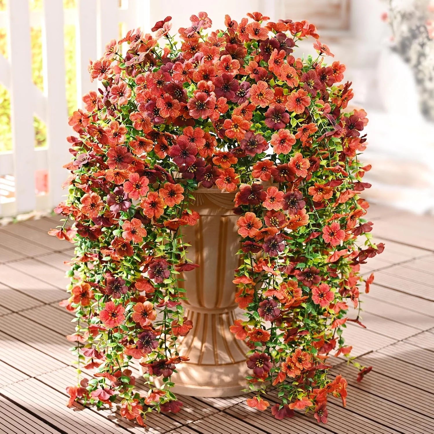 Artificial Flowers for Outdoors Fall Decoration 2 PCS Fake Flowers Plants UV