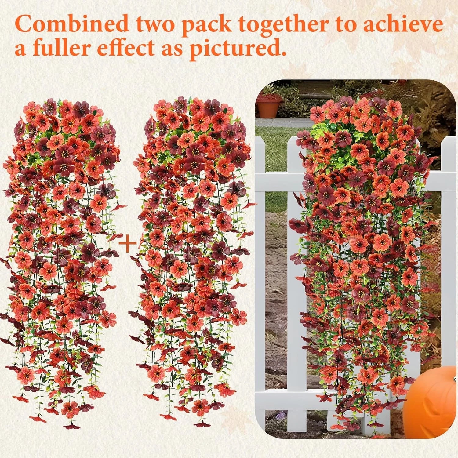 Artificial Flowers for Outdoors Fall Decoration 2 PCS Fake Flowers Plants UV
