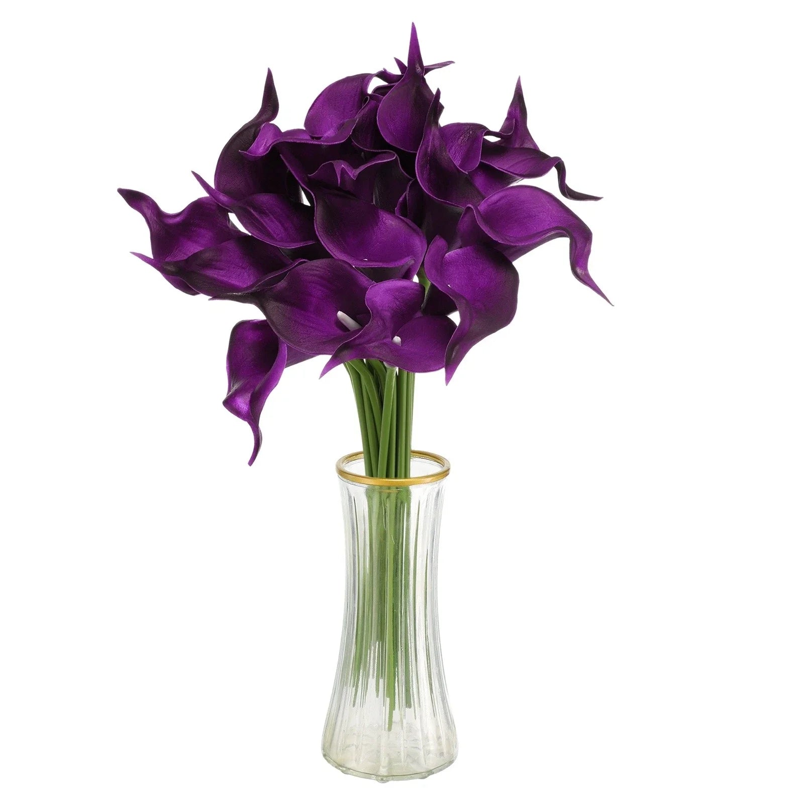 Artificial Calla Lily Fake Silk Flowers for Home Decor, Dark Purple